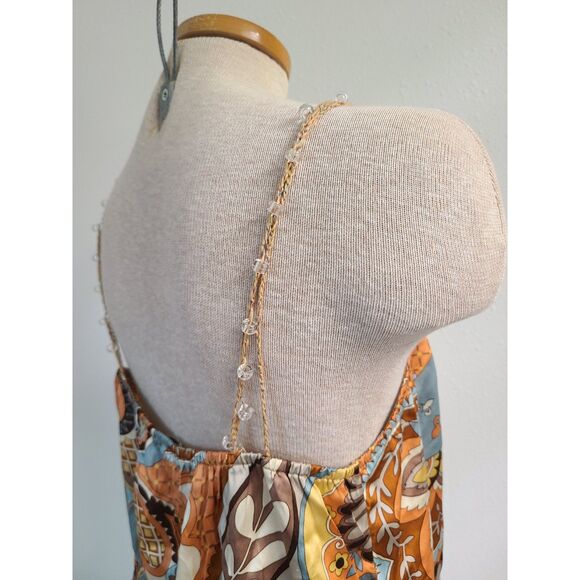 Vtg Cache 100% Silk Beaded Crochet Boho 70s Tank Top MEDIUM Hippie Festival M - Picture 5 of 8